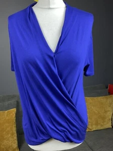 Bnwt Rrp £60 Karen Millen Blue Designer Faux Wrap Top Blouse Uk 8 New M3 - Picture 1 of 10