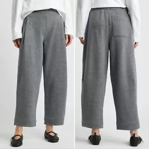 COS Lantern Barrel Leg Pull-on PANTS Size L Grey Boiled Wool Blend Pockets NEW - Picture 1 of 9