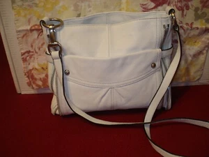 B. MAKOWSKY Medium White Leather  Deco With Zippers Tote Shoulder Bag Purse NEW  - Picture 1 of 10