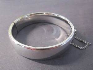 Vintage Monet Marked 2-1/2" Silver Tone Bracelet with Safety Chain - Picture 1 of 5