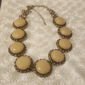 J.Crew Necklace Sparkle Rhinestones Heavy Gold Tone - Picture 1 of 11