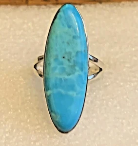 34,00 CTW Natural Kingman Türkis Größe 9,5 Ring Platin über Sterlingsilber - Bild 1 von 5