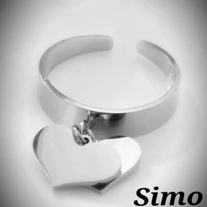 DAMEN RING STAHL HERZ ANHÄNGER GESCHENK VERSTELLBAR GREGORACI SEXY TREND - Bild 1 von 3