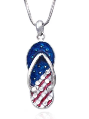 Collar 4 de Julio Bandera Americana Chancla Playa Sandalia Día de la Independencia  Foto 1 de 2