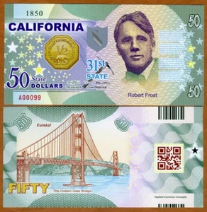 USA States, California, $50, Polymer, ND (2017), UNC Robert Frost - Picture 1 of 1