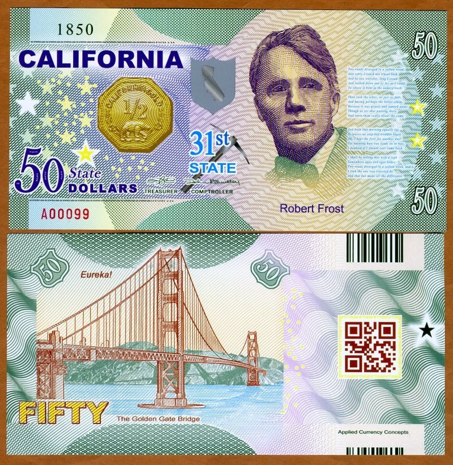 USA States, California, $50, Polymer, ND (2017), UNC Robert Frost - Image 1 of 1