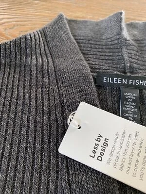 NWT Eileen Fisher Slate Organic Linen High Collar Cardigan Size M/M MSRP $248 - Image 1 of 4