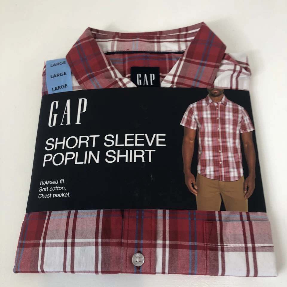 GAP Mens Large Button Up Shirt L Brookside Plaid Scooter Poplin