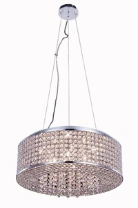 Crystal Chandelier Chrome Ceiling Pendant Lamp Living Room Lighting Fixture 20" - Picture 1 of 5