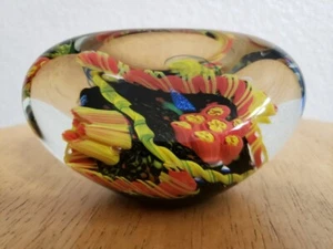 Chuck C Walters Art Glass Paperweight Sea Life Coral Reef Orange Blue Signed - Picture 1 of 7