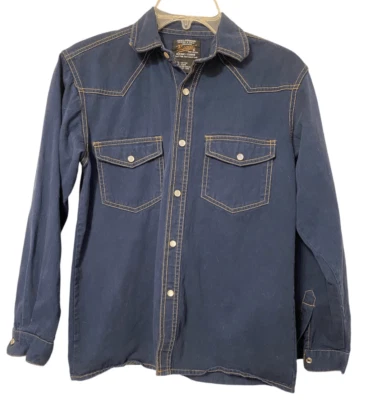 Vintage Denim Pearl Button Boys Shirt Sz. 14/16 Western Cowboy Yellowstone - Image 1 of 4