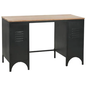 Double Pedestal Desk Solid Firwood and Steel 120x50x76 I1H7 - Picture 1 of 12