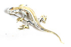 Lizard Brooch Sterling Silver w/ Gold Tone .925 Vintage Reptile Pin Mexico