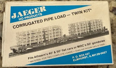 Jaeger #2400 HO Scale Corrugated Pipe Gon/Flat Load - Twin Kit - New - Image 1 of 3