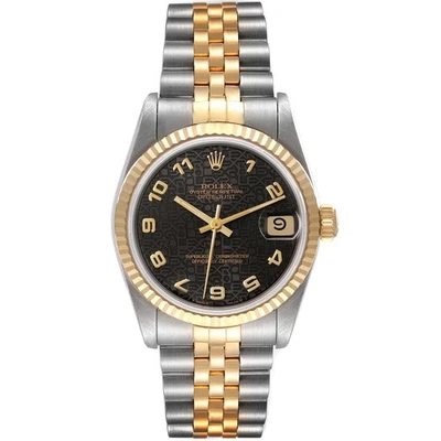 Rolex Datejust 36mm Jubilee Black Arabic Dial 18K Yellow Gold Steel Watch 16013 - Image 1 of 4