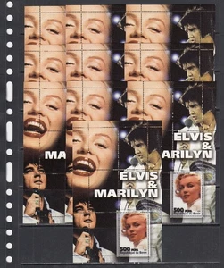 Marilyn Monroe Elvis Presley Stars 2003 Benin MNH 1 S/s perf X 10 Wholesale lot - Picture 1 of 1