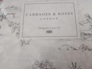 Cabbages and Roses King Sheet Set Country Toile Charcoal 100% Cotton Percale New - Picture 1 of 3