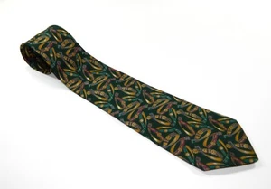Men's Salvatore Ferragamo Silk NECKTIE Tie MADE IN ITALY GREEN BELTS DECOR - Picture 1 of 5