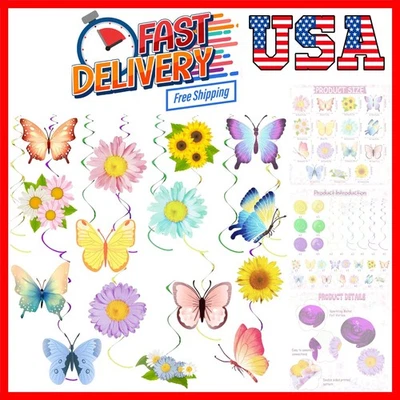 36 Piezas Flores Mariposa Colgante Remolino Decoraciones, Primavera Verano Sol Flores... Foto 1 de 4