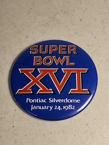 Vintage 1982 Super Bowl 3.5" Button - Picture 1 of 2
