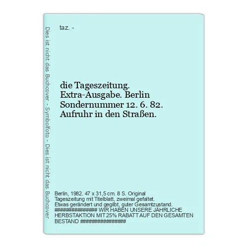 The Daily Newspaper. Special Edition. Berlin Special Number taz. - Image 1 of 1