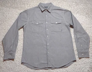 Nike 6.0 Button Up Shirt Men's Large Gray White Vertical Stripes Long Sleeve - Picture 1 of 12