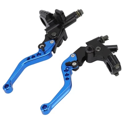 Blue Pair Motorcycle Brake Clutch Pump Levers With Hydraulic Master Cylinder - Image 1 of 4