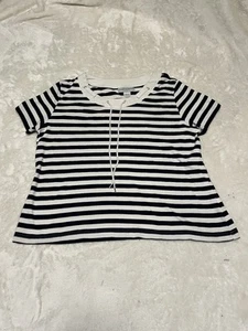 Women's Nautical Rope Shirt Size Large Knit Navy/black White Stripes Womens 2X - Picture 1 of 5