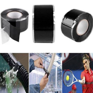 Black Rubber Silicone Repair Waterproof Bonding Tape Rescue Self Fusing Wire - Picture 1 of 8