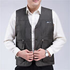 Men Fleece Lined Vest Waistcoat Gilet Multi Pocket Top Jacket Fishing Winter