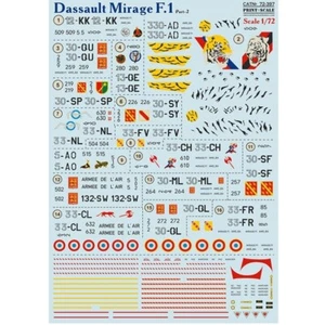 Dassault Mirage F.1 Parte 2 Calcomanías 1:72 PS 72-397 para Avión Kit Modelo Plástico - Imagen 1 de 4