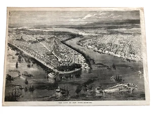 New York print 1855,The Illustrated London News good condition, Birds Eye View - Picture 1 of 2