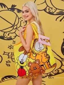 New 20” GARFIELD & ODIE Handbag POOKIE Bear Purse Tote YELLOW Travel HOBO Bag - Picture 1 of 7