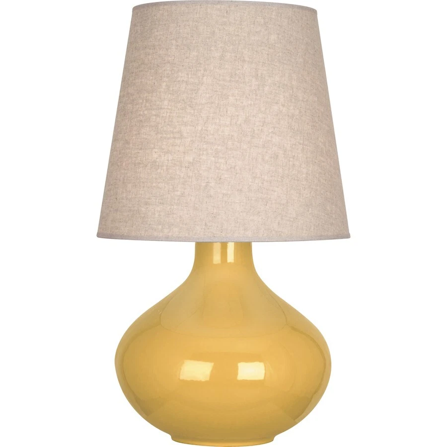 Lámpara de mesa Robert Abbey June 1 Lt, amarillo atardecer, lino pulido - SU991 Foto 1 de 1