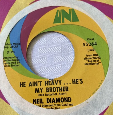 Neil Diamond 45 He Ain't Heavy He's My Brother / Free Life NEW unplayed - Image 1 of 3