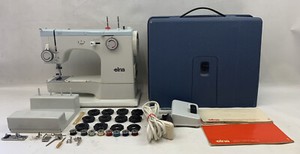 Vintage Elna SU 62C Free Arm Sewing Machine With Metal Case & Extras