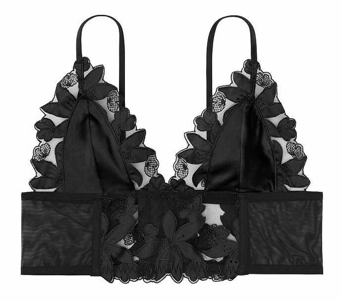 Victoria’s Secret Unlined Floral Embroidered Long Line Bralette Sz XL RV