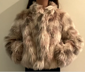 Imoga Faux Fur Coat Girls 8 Years Brown Plush Hip-Length Cozy Winter Jacket - Picture 1 of 4