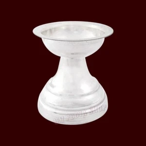 Small Silver Diya for Temple Pooja Deepam Oil Lamp Ompoojashop - Picture 1 of 3