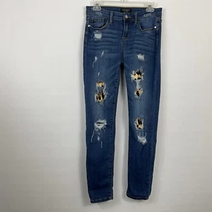 Judy Blue Skinny Fit Distressed Animal Print Jeans Womens Size 7/28 - Picture 1 of 9