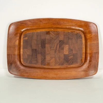 Tabla de cortar de palo de rosa Dansk Dinamarca bandeja de madera Jens Quistquard danés moderno 18" Foto 1 de 4