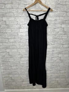 New Old Navy Tiered Maxi Sundress Dress Size Medium Tall Black Spaghetti Strap - Picture 1 of 13