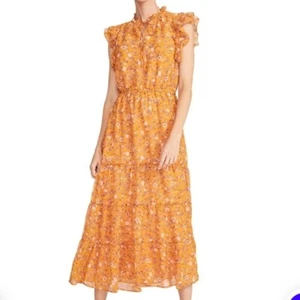 NWT Steve Madden BB Dakota Ditsy Dress Size XXL Yellow Floral Maxi Tiered - Picture 1 of 8