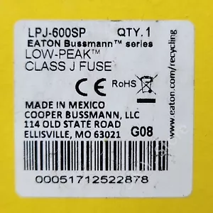 1 Stück Bussmann LPJ-600SP LPJ600SP (600A 600Vac) Dual Element Time-Delay Sicherungen - Bild 1 von 3