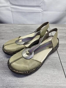 RIEKER Daisy Antistress Leather Sandals Closed Toe Rainbow Strap Sz 37 US 6-6.5 - Picture 1 of 9