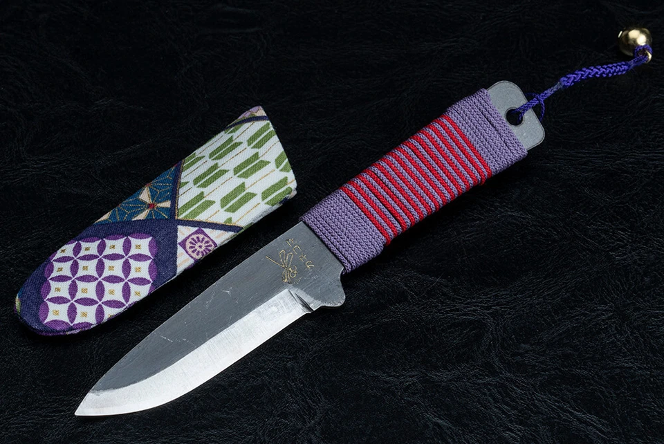 Higonokami Kogatana Bannou Black Blade Fade Purple/Red Handle Wrap w/ Sheath - Image 1 of 1