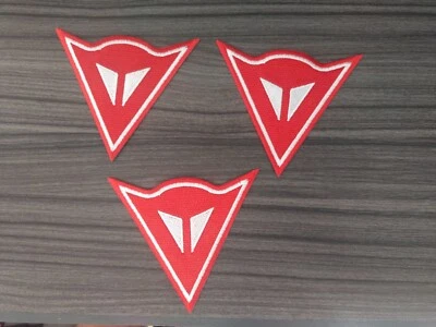 3 pcs Red&white Dainese Motorcycle Bike Iron on Patch or Sew Embroidered on Jean - Image 1 of 4
