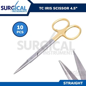 10 T/C Iris Scissors 4.5" Straight Surgical Dental Veterinary German Grade - Picture 1 of 6