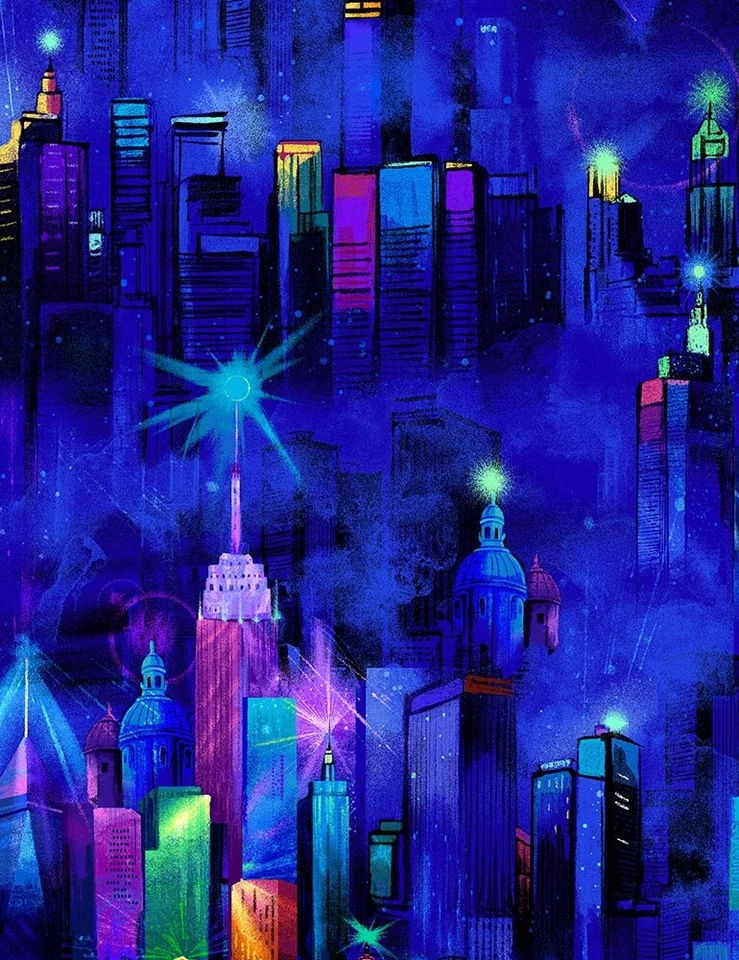 Electric City Fabric - Skylines Dark Blue - Timeless Treasures YARD - Image 1 of 1