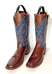Boulet #7527 Caiman Schokolade Leder Regal blau 14" Cowgirl Stiefel-Größe 7 C - Bild 1 von 7